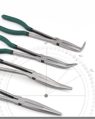 Bent Head İğne Burun Pense 4 İğne Seti 11 İnç Düz Kavisli 45 90 Derece