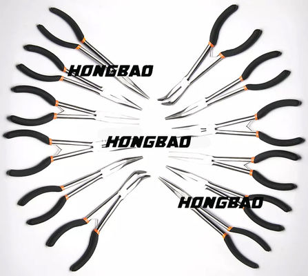 Bent Head İğne Burun Pense 4 İğne Seti 11 İnç Düz Kavisli 45 90 Derece